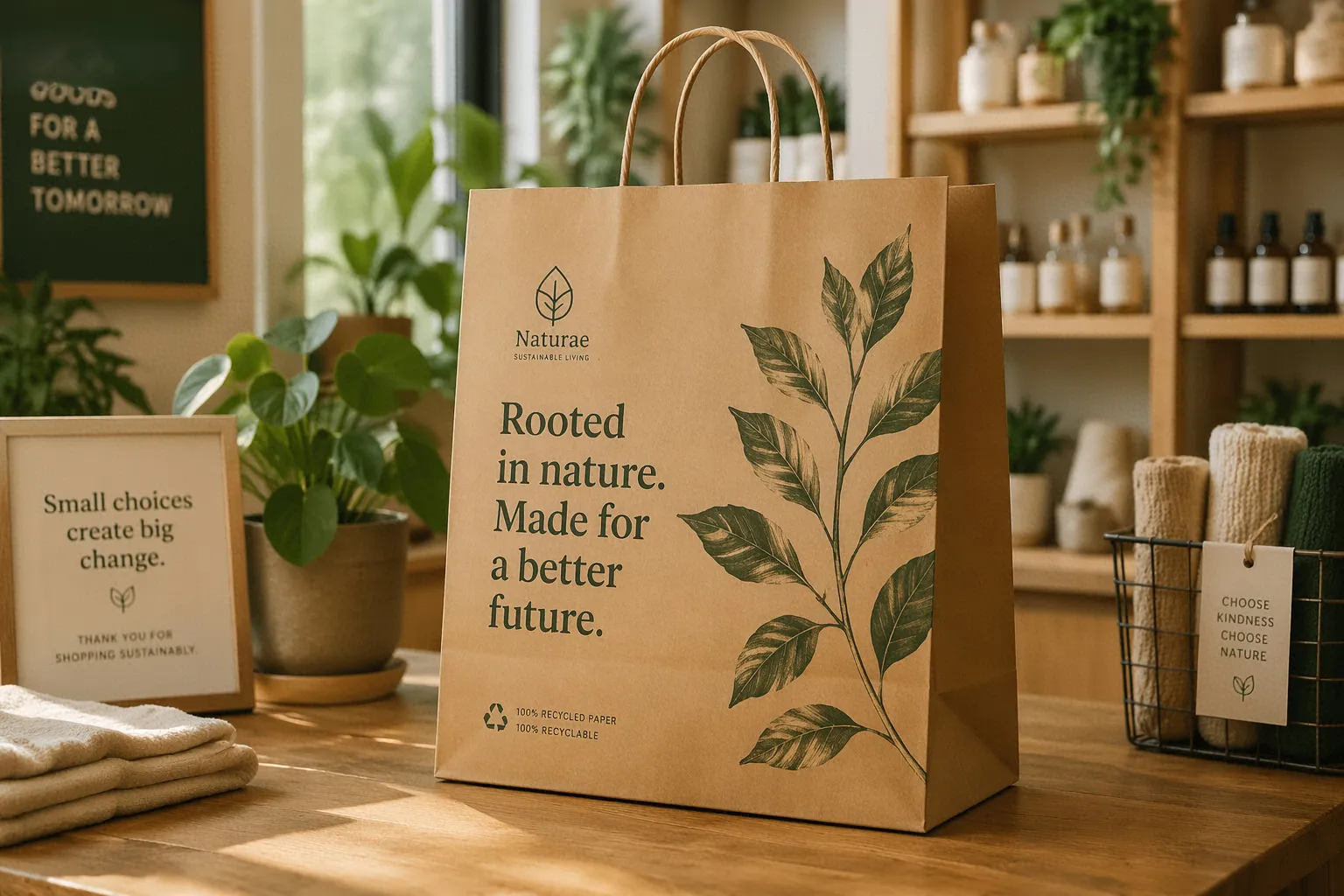 Eco Recycled Brown Kraft Shopping Bags
